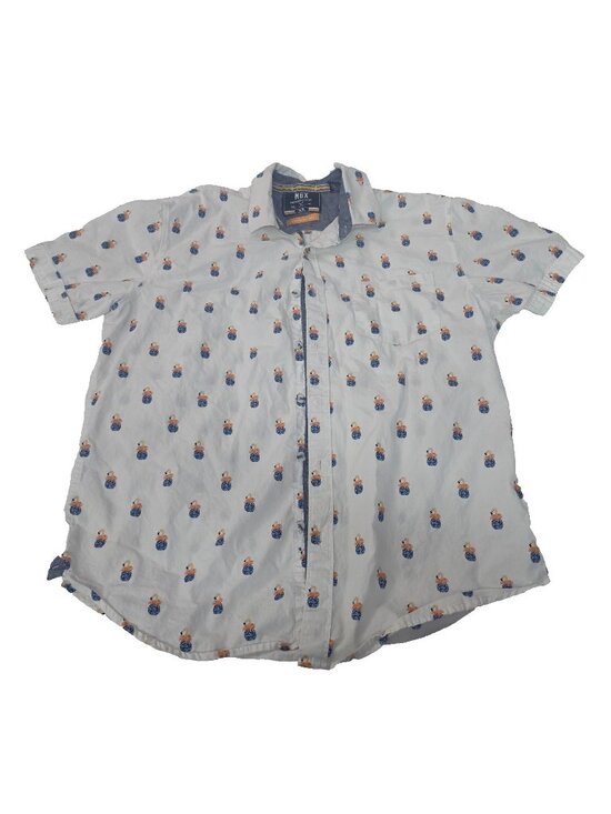 Mbx Premium Goods Other - MBX Siesta All Day Flamingo Pineapple Shirt Mens M White Tropical Button Front